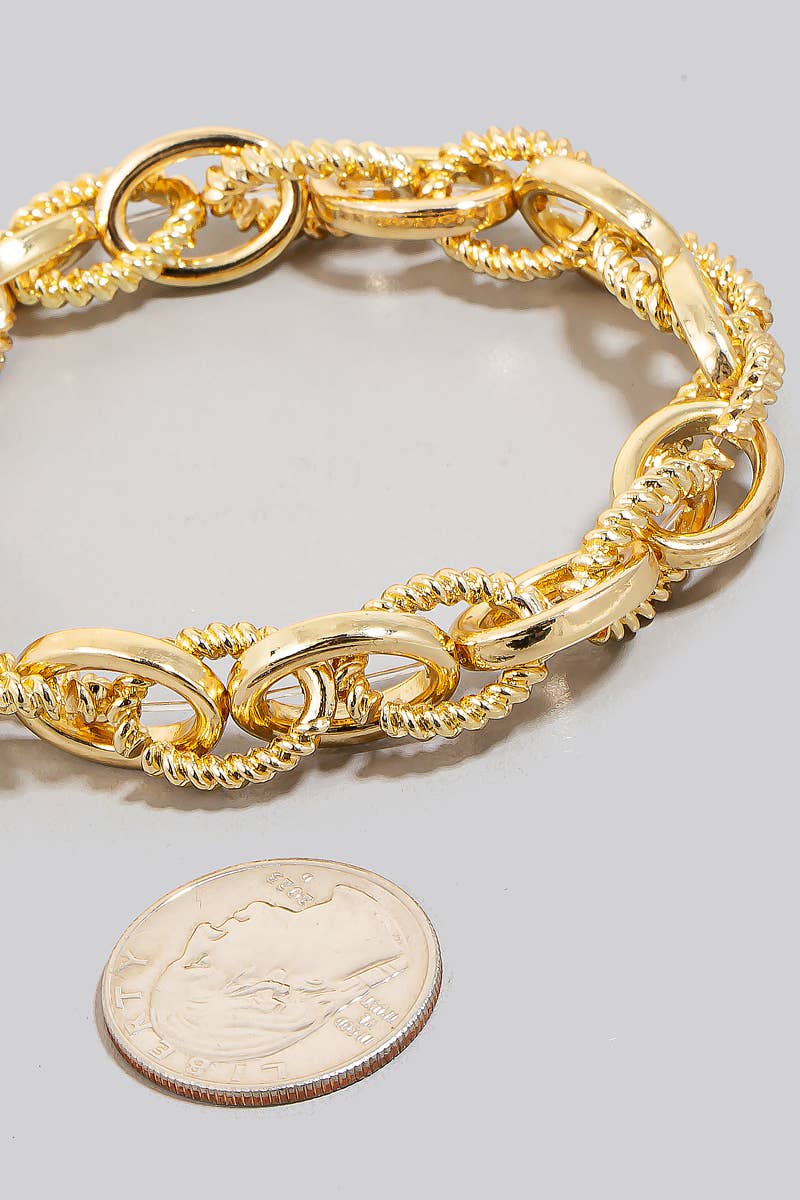 Mixed Metallic Oval Chain Bracelet: GD