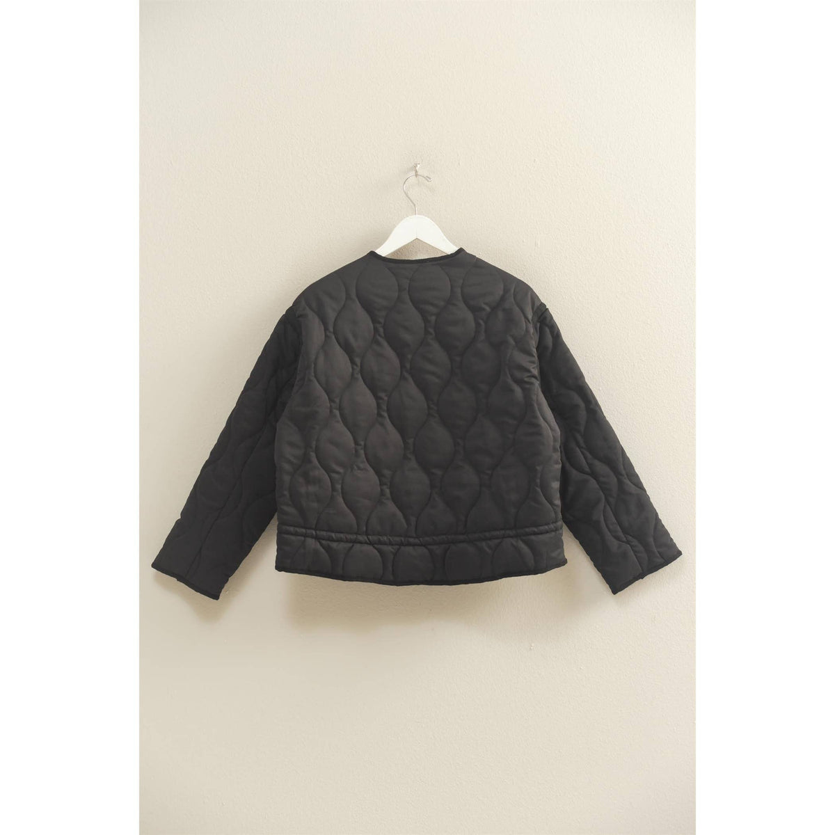 Quilted Peplum Outerwear Jacket | Black