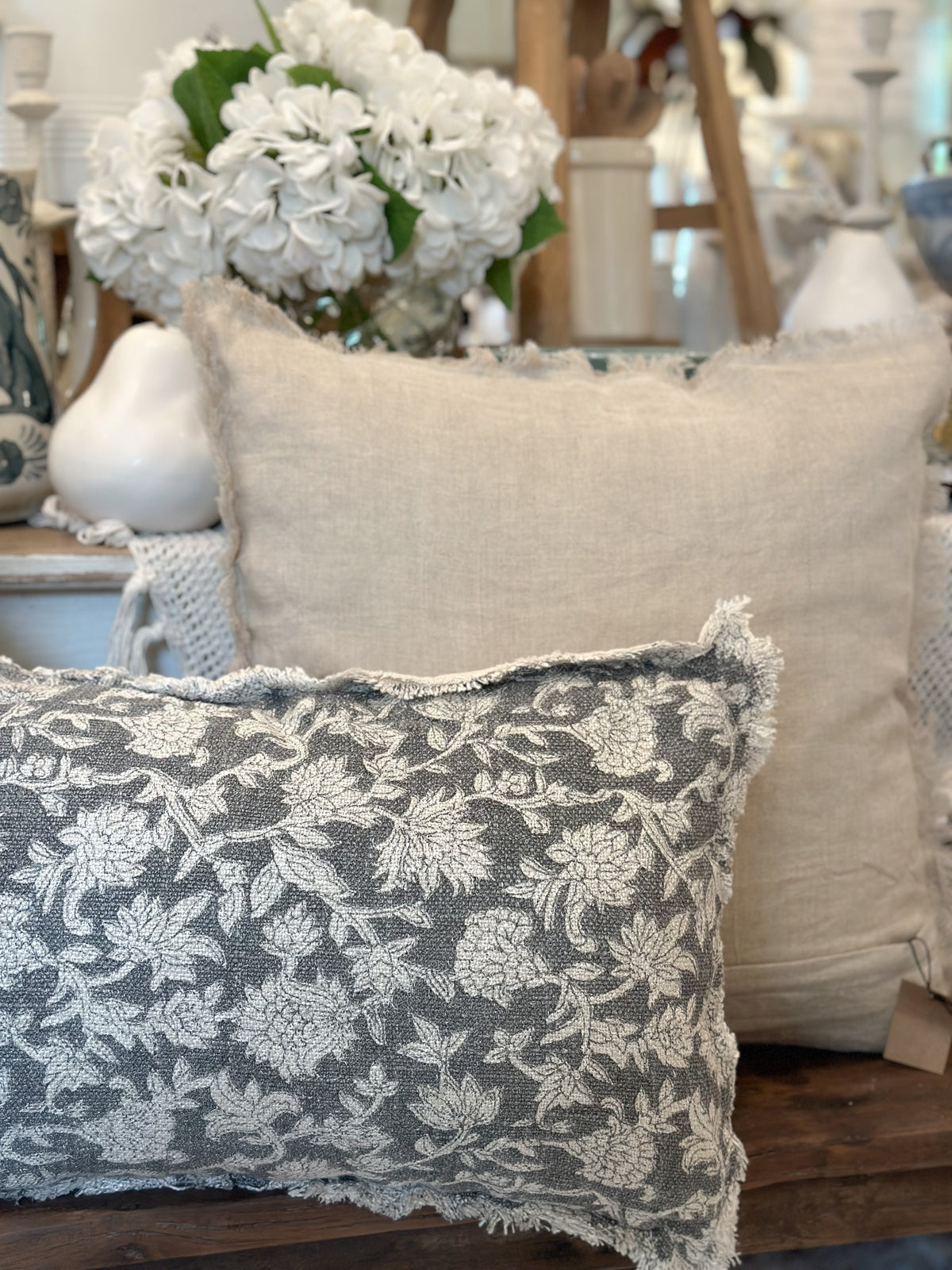 Black Floral Pillow