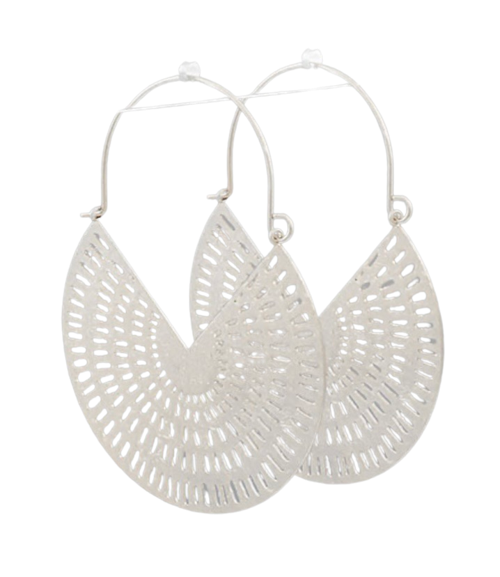 Silver Filigree Crescent Hoop