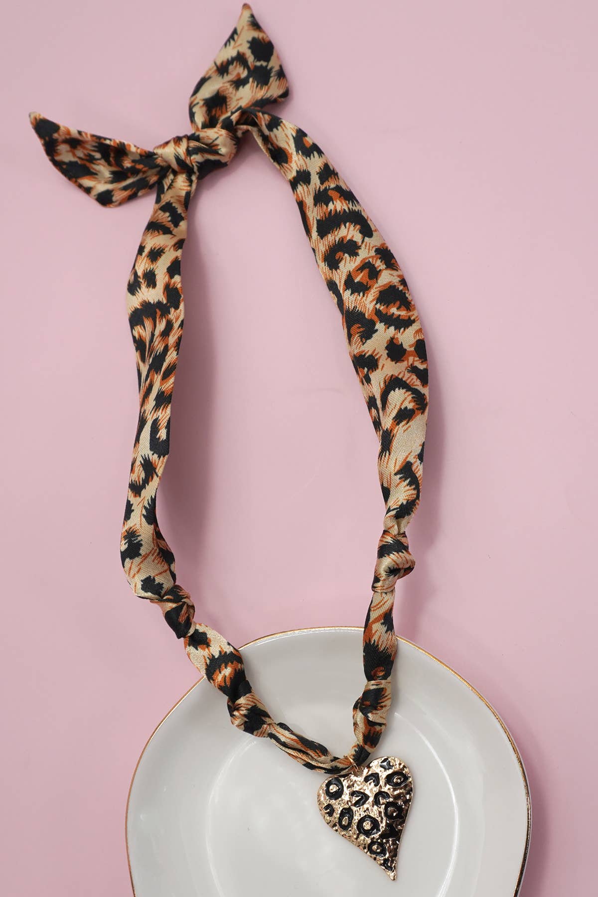 Heart & Cheetah Handmade Scarf Charm