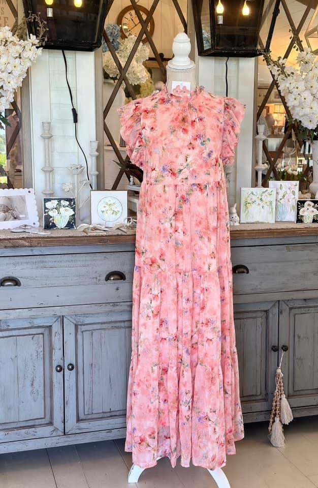 Coral Floral Dress
