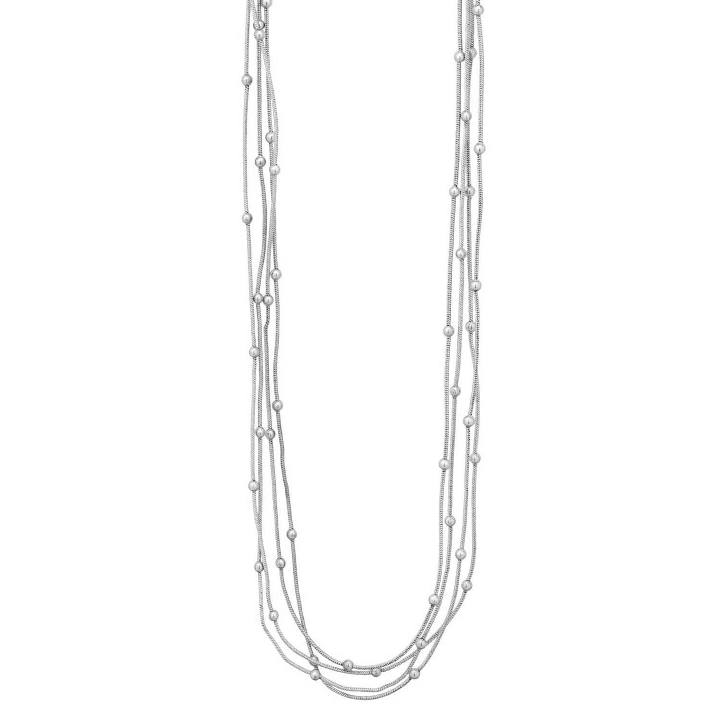 Silver 4 Layered Chain with Beaded Accents 16"-18" Necklace
