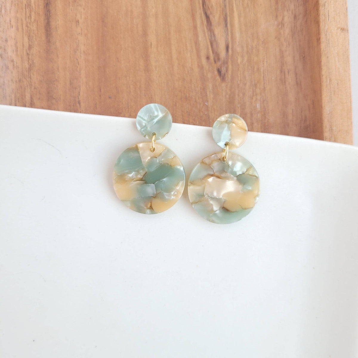 Addy Earrings- Blonde & Sage