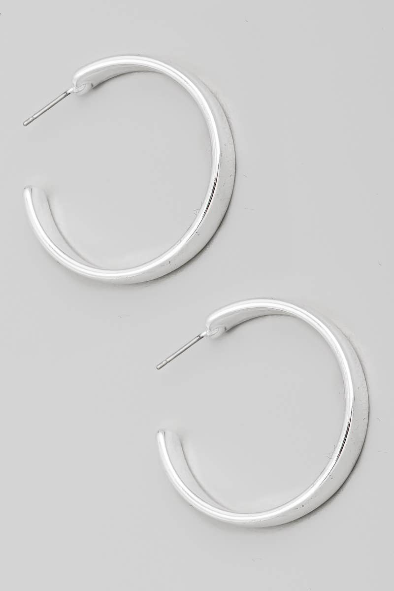 Flat Metallic Hoop Earrings: G