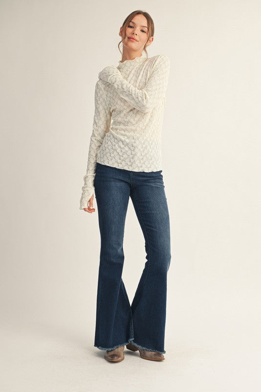 Lace Whisper Mock Neck Top