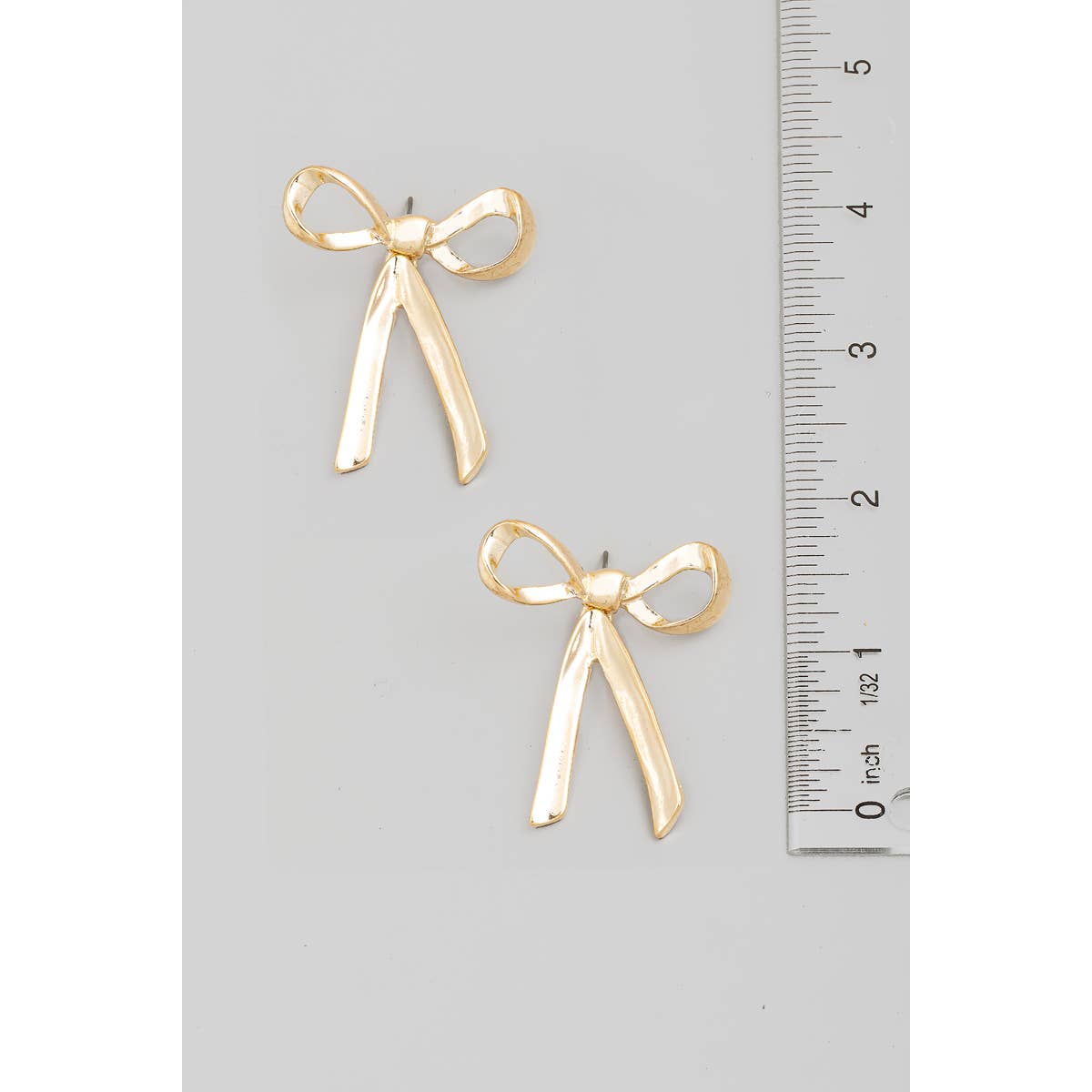 Metallic Bow Tie Ribbon Post Earrings: G