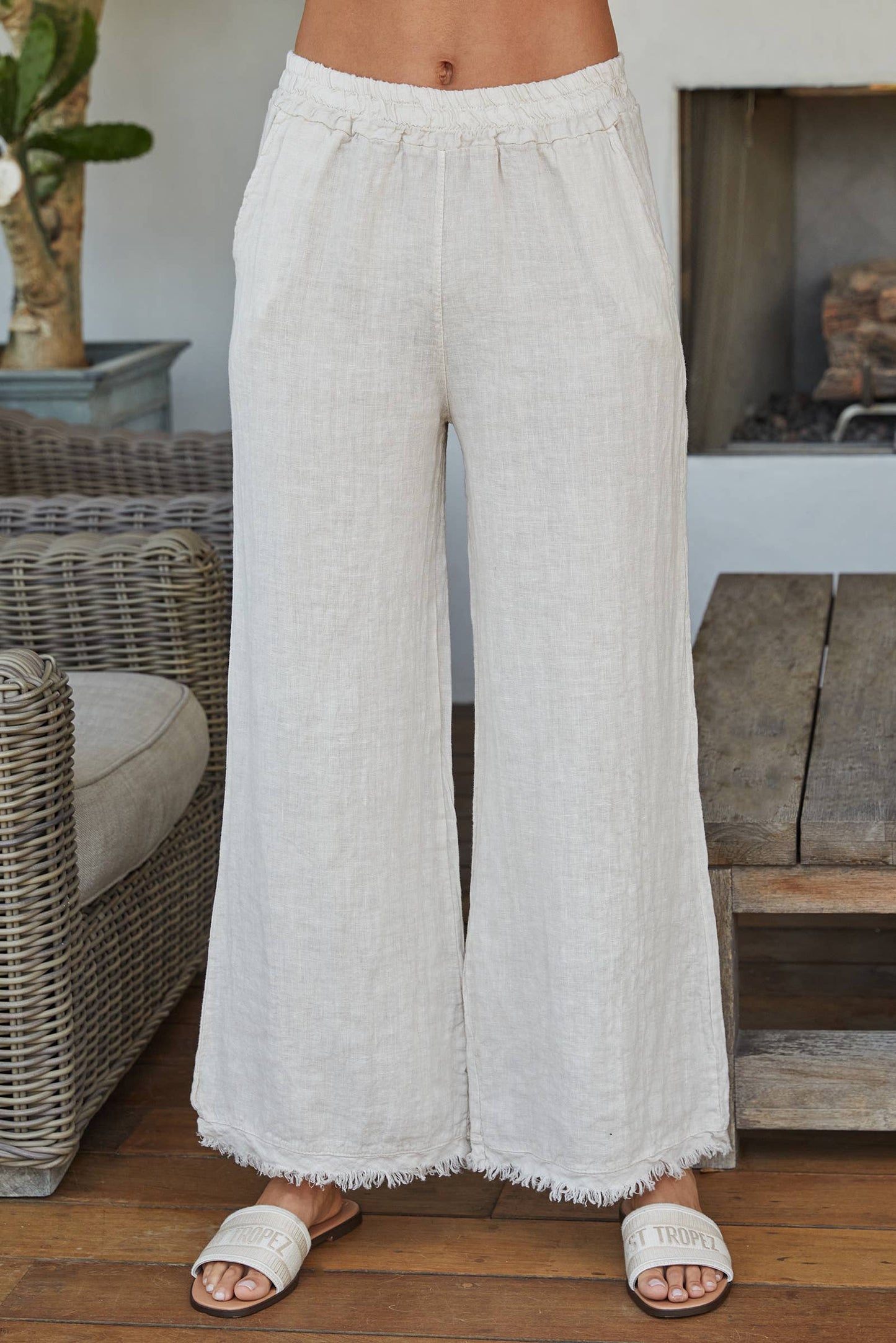 Beige Linen Pants-Large