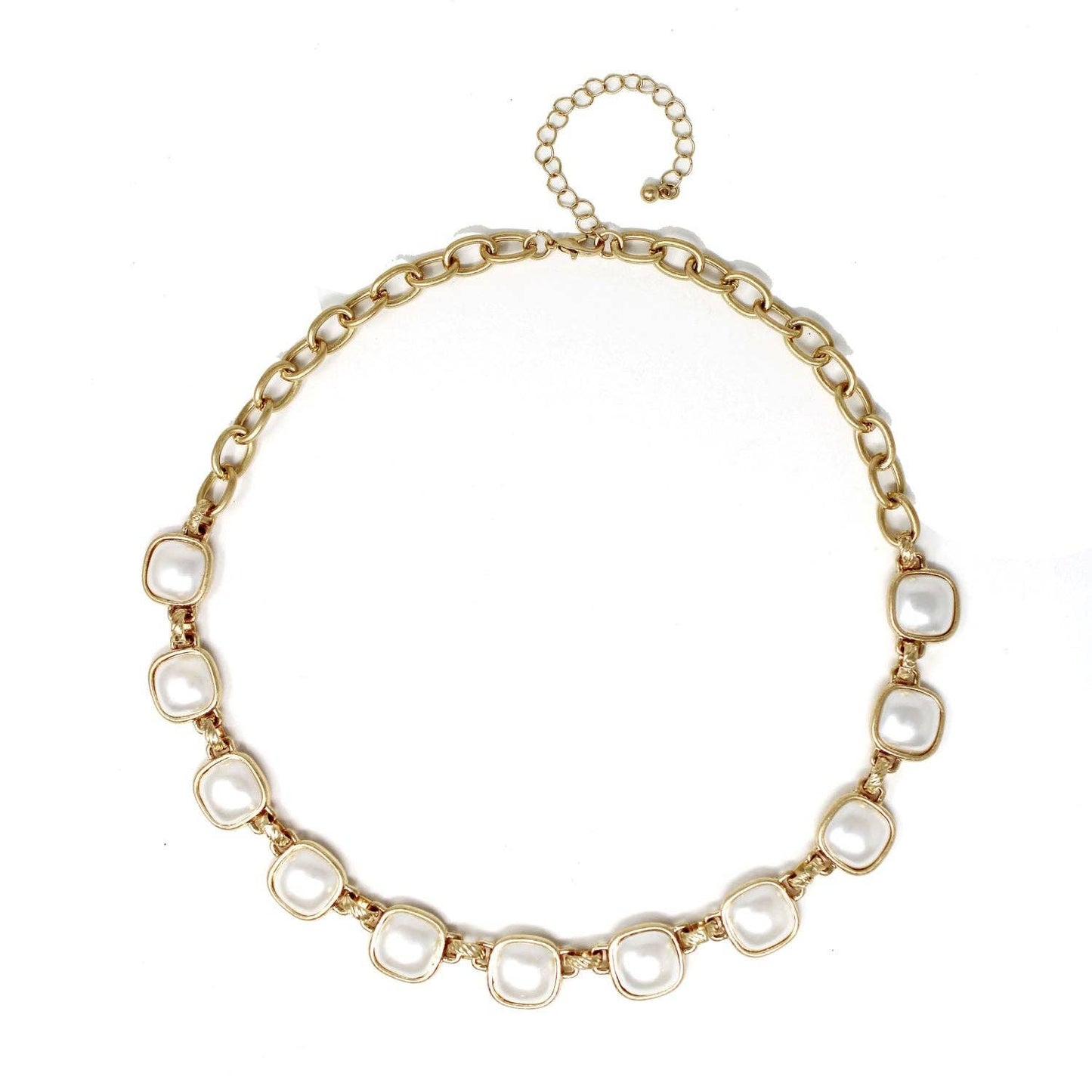 Gold Chain with Squared Pearl 16"-18" Necklace
