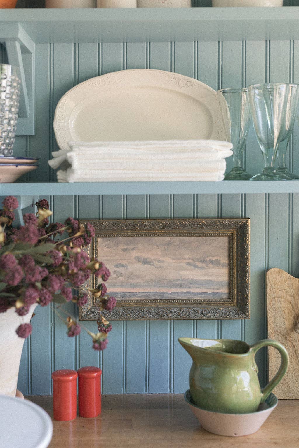 Sunset Sky Framed Antique Art: 7x5