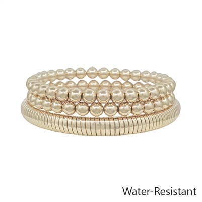 Gold 6MM Beaded Stretch Bracelet Set
