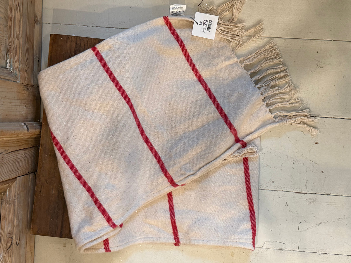 Flannel Striped Red Table Runner
