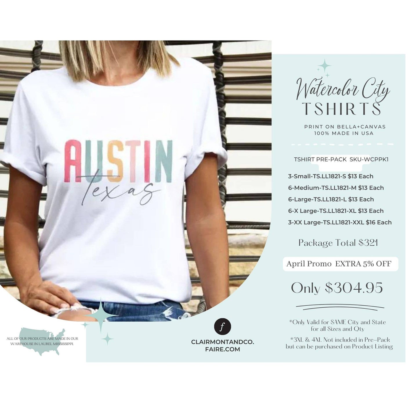 Watercolor City Tshirts Pre-Pack