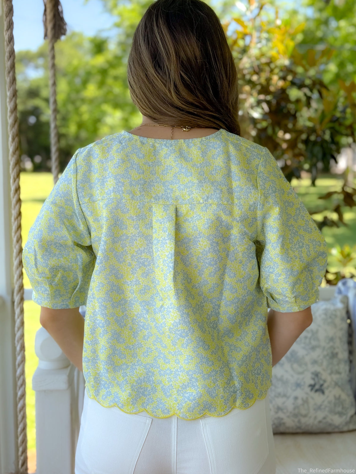 Lemon Bloom Jacquard Top
