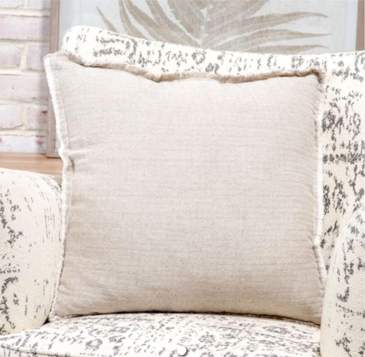 Beige Cotton Pillow 20" X 20"