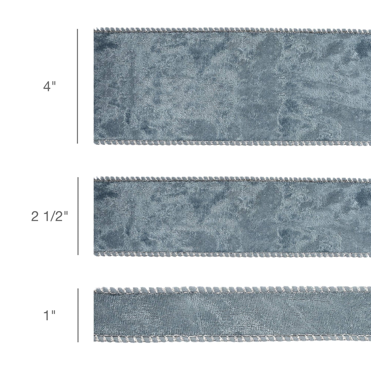 4" Reversible Frosted Velvet Wired Ribbon | Blue | 10 Yard Roll