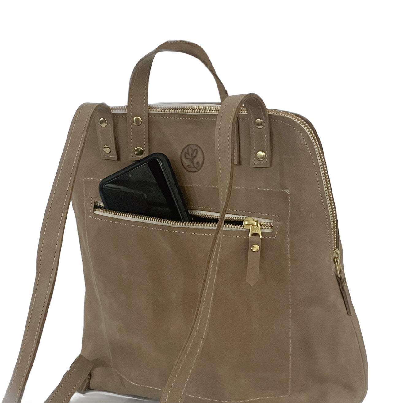 Riley Backpack In Mocha Leather | Upcycled LV