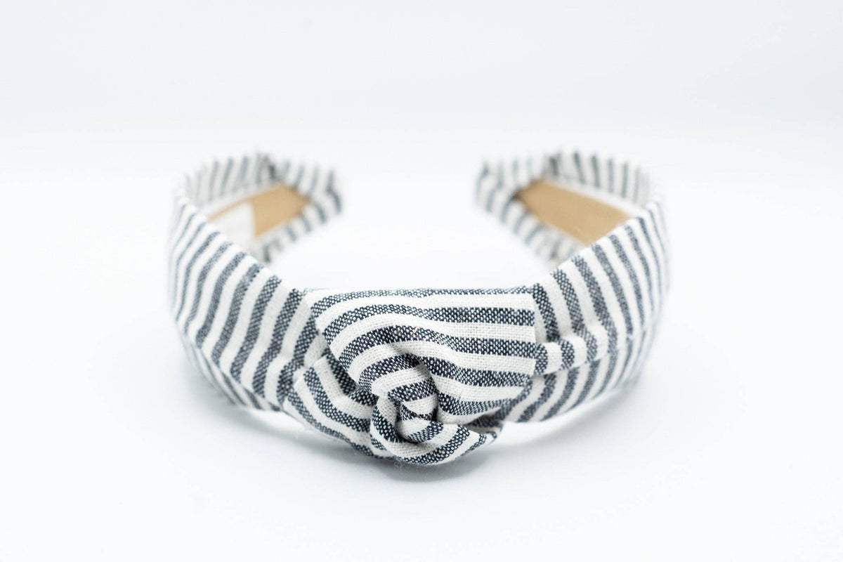 Knot Headband -Stripe/Indigo & White