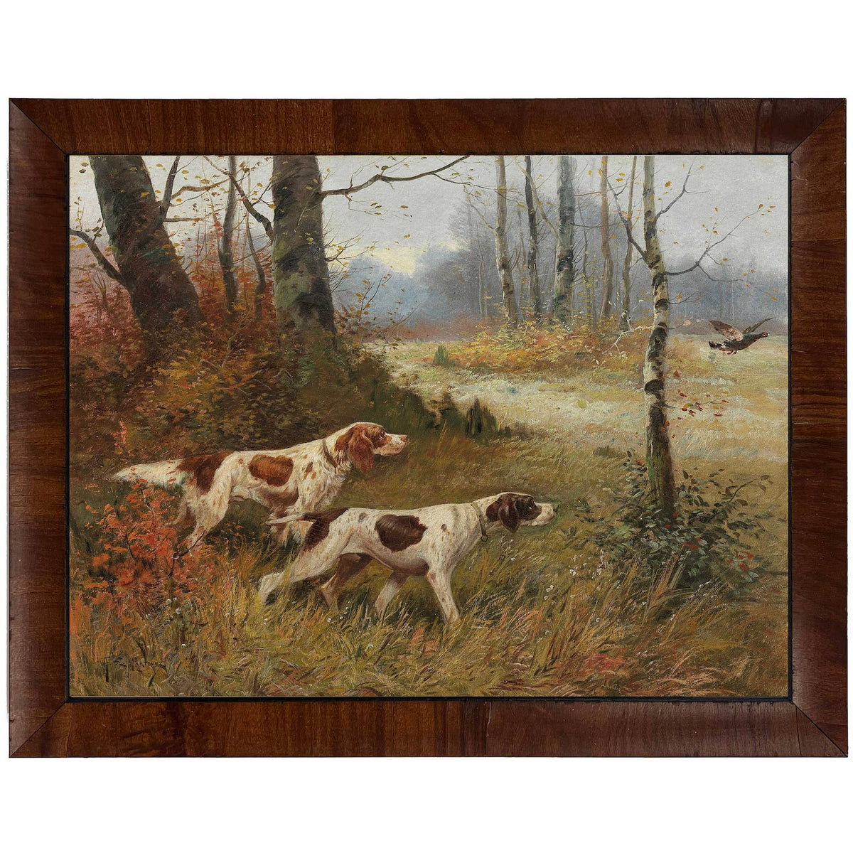 Vintage oil painting reproduction Hunting Dogs 2