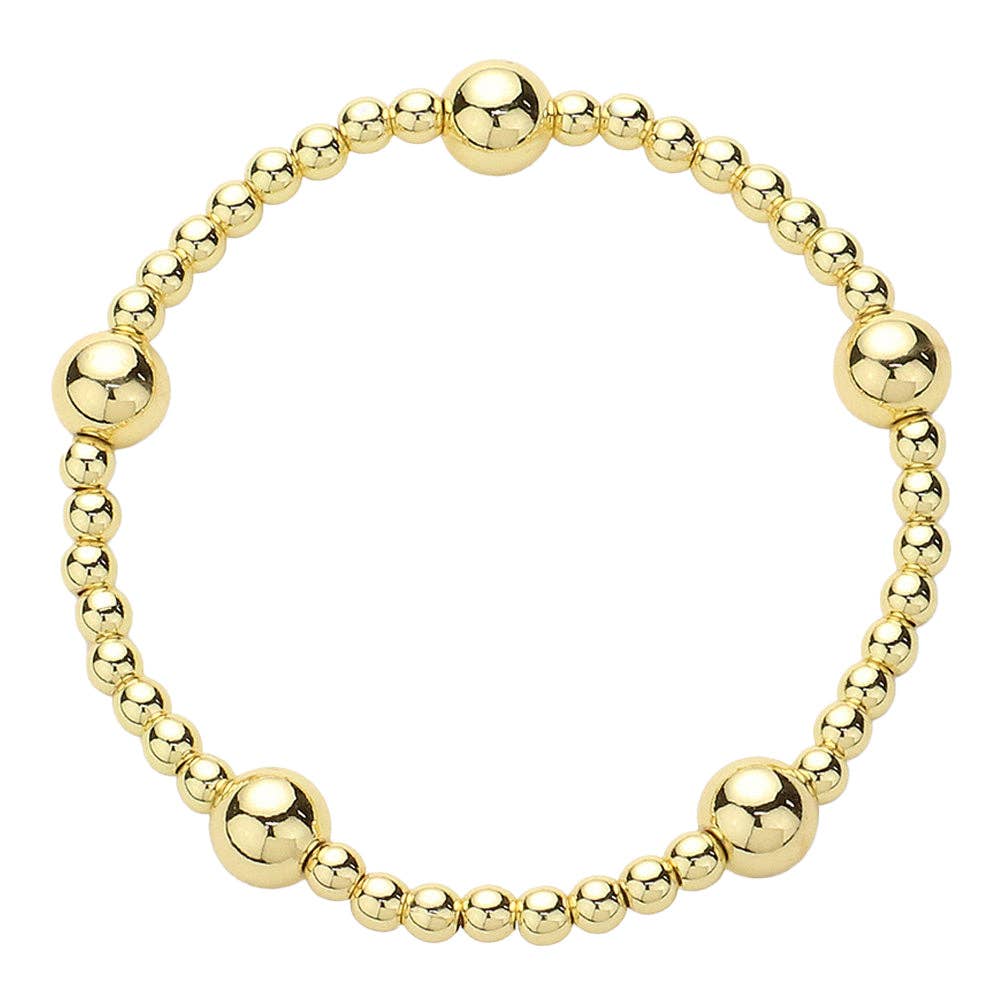 Waterproof Stainless-Steel 4mm Gold Beaded with 8mm Gold Bead Accent
