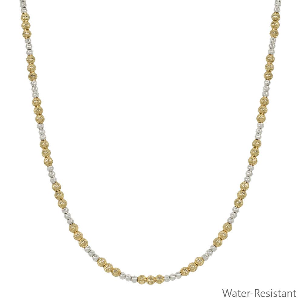 Water Resistant Gold and Silver 3mm and 4mm Beaded 16"-18" Necklace