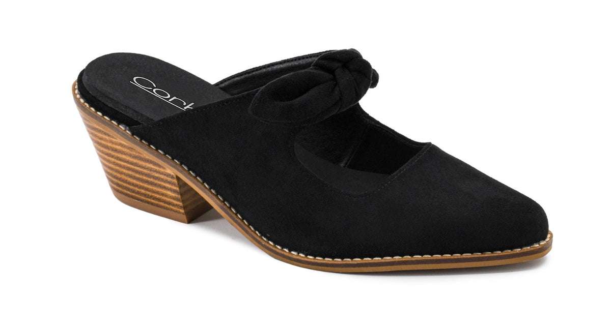 OH BOW SHE DIDN'T Black Faux Suede