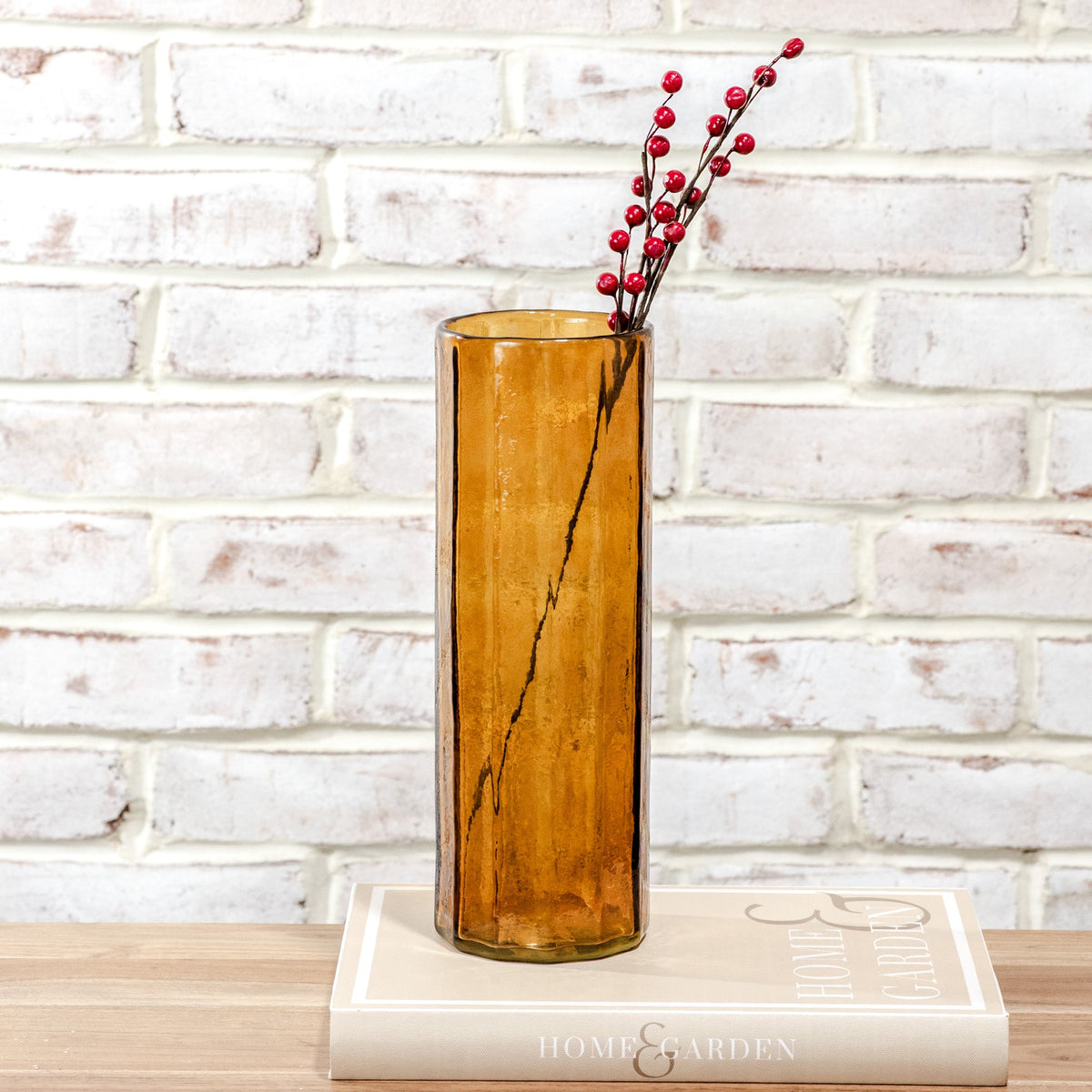 Amber Glass Vase - 11"