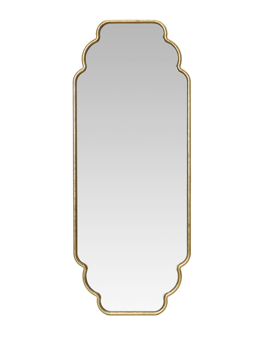 Metal Framed Scalloped Wall Mirror, Gold Finish