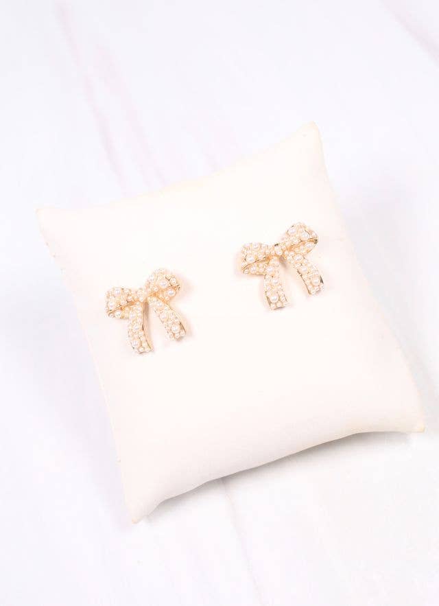 Paige Pearl Bow Earring Gold