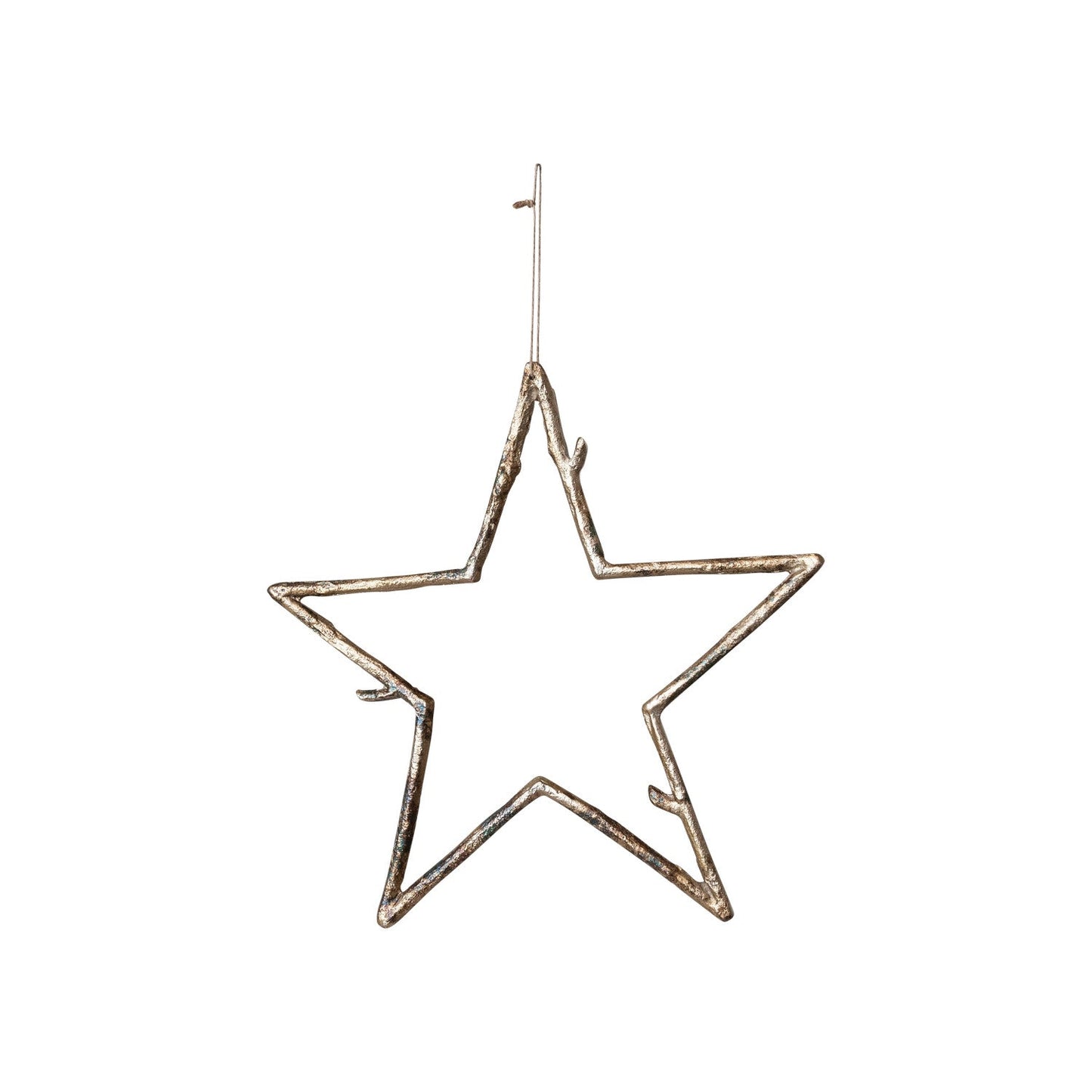 Metal Twig Star Ornament - Antique Gold Finish