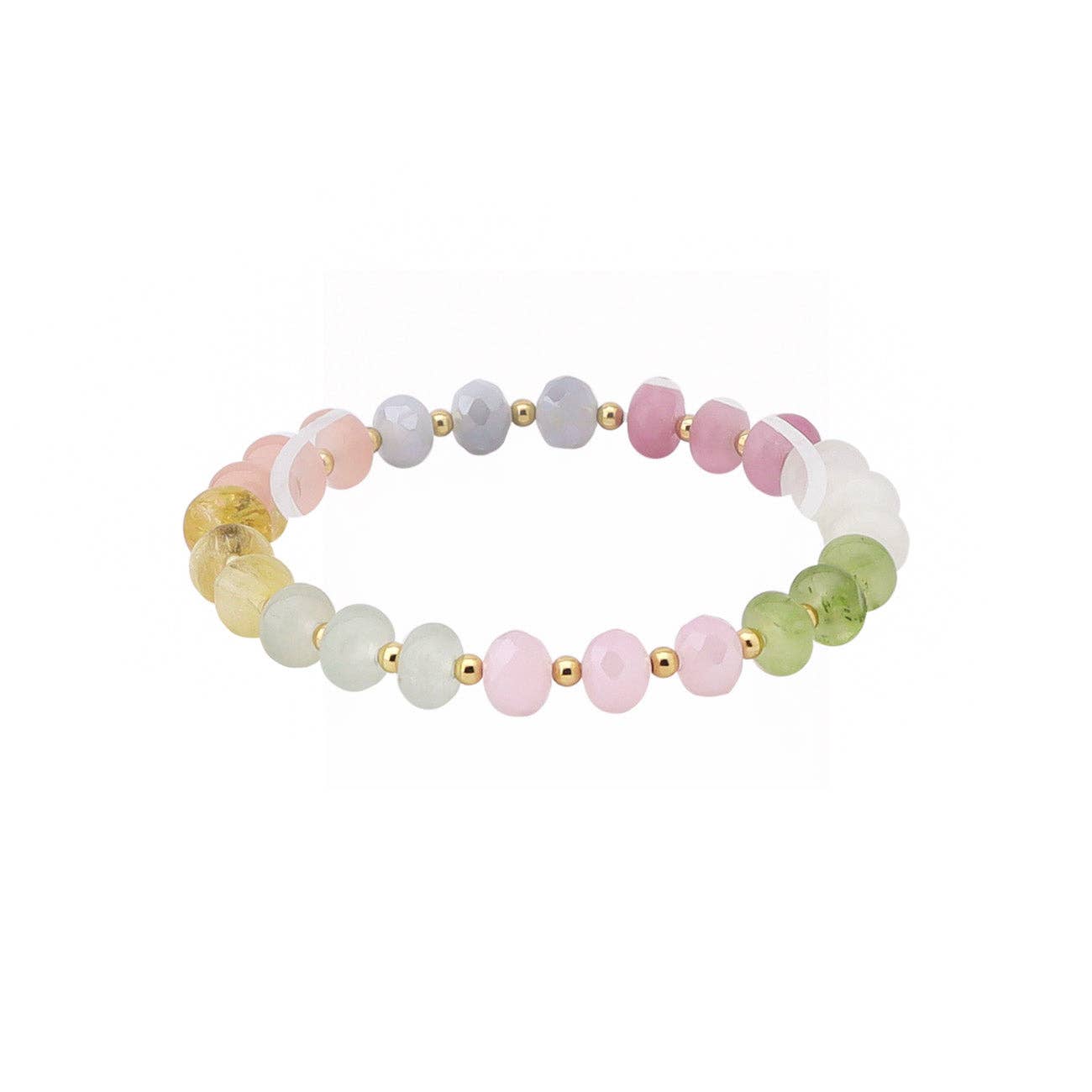 Light Multi Natural Stone Beaded Stretch Bracelet
