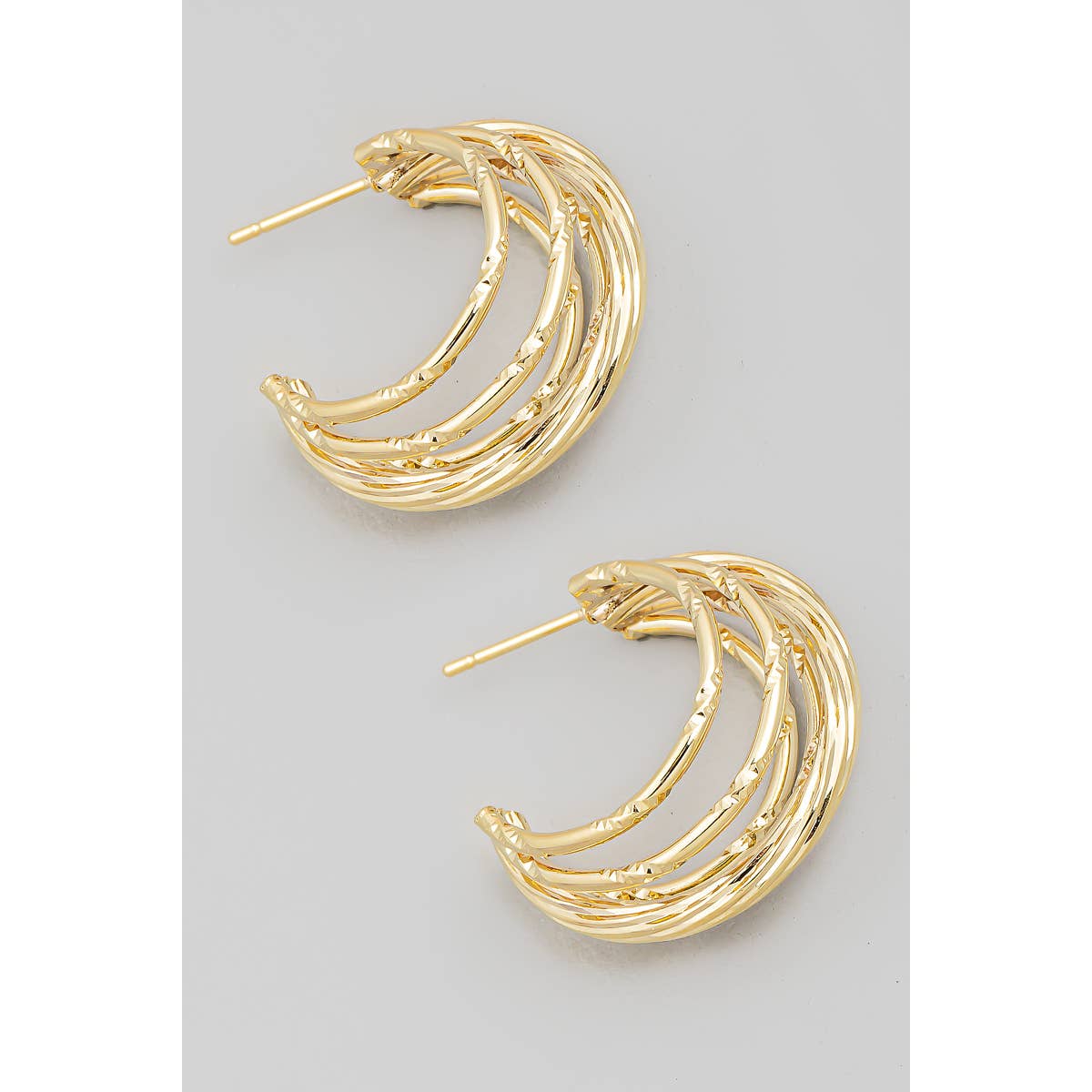 Multi Strand Twist Hoop Earrings: Gold