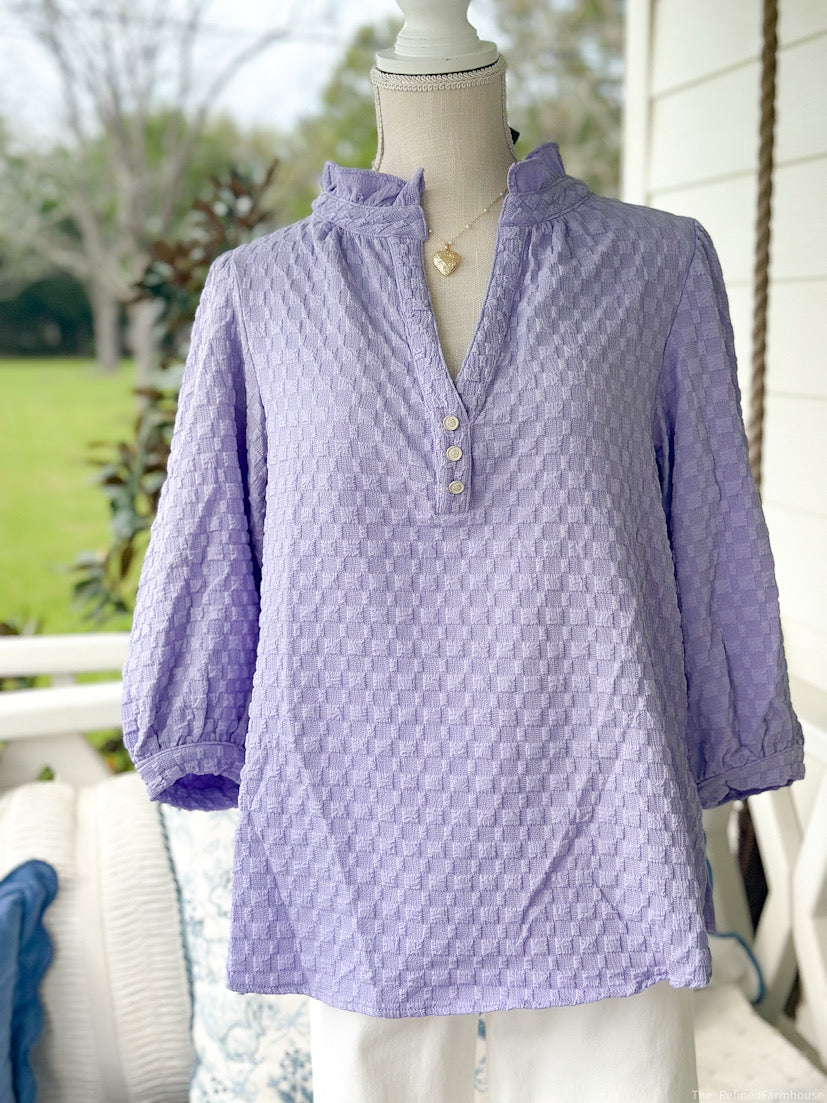 Lavender Ruffle 3/4 sleeves top