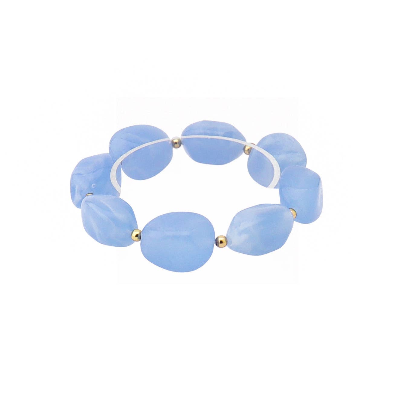 Light Blue Acylic Natural Oval Stretch Bracelet