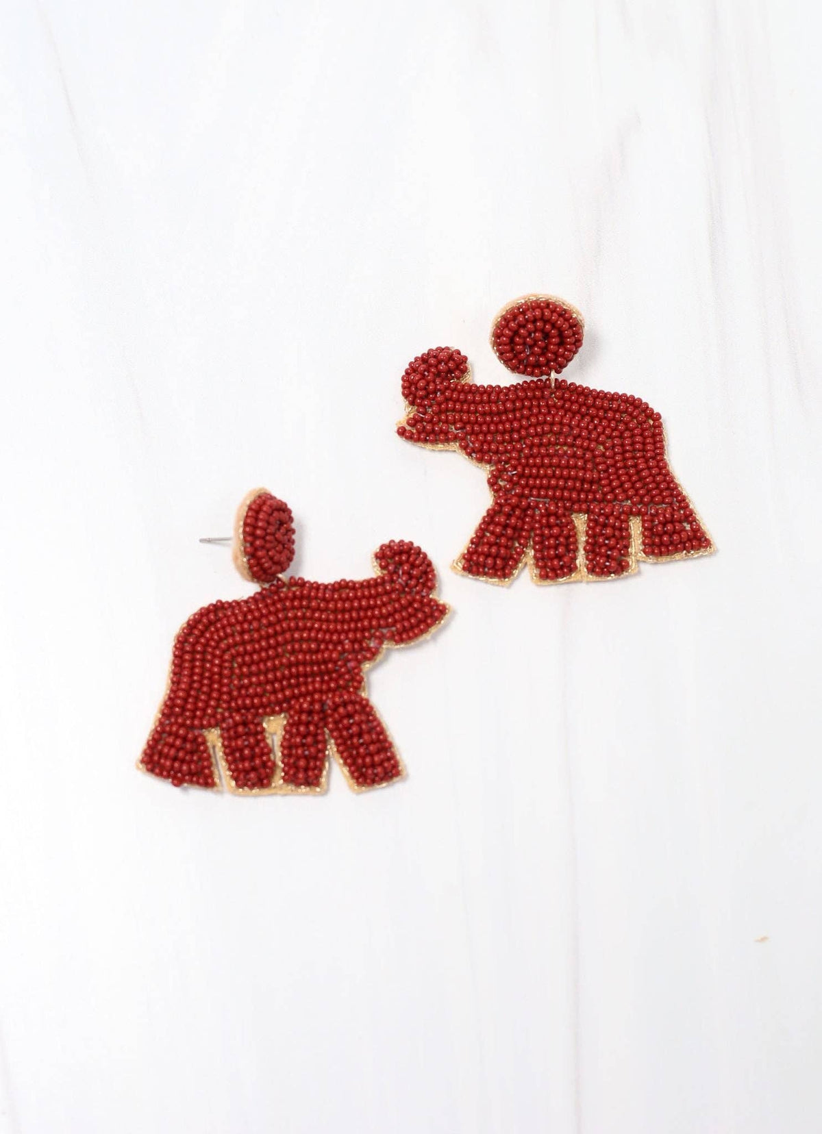 Saban Beaded Elephant Earring CRIMSON