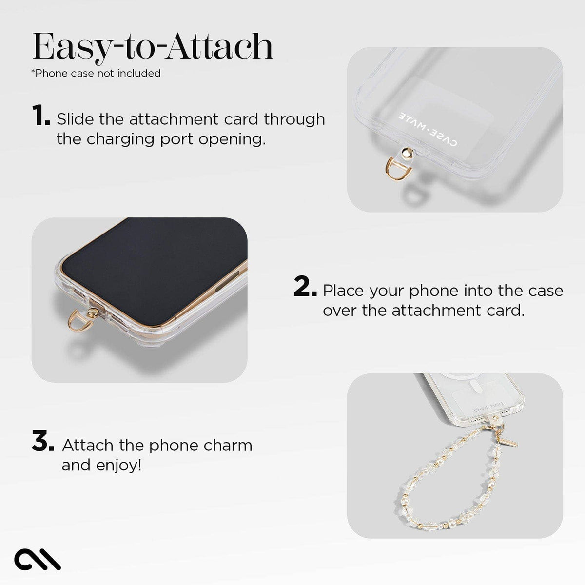 Crystal Pearl Gold Phone Charm: Crystal Pearl Gold