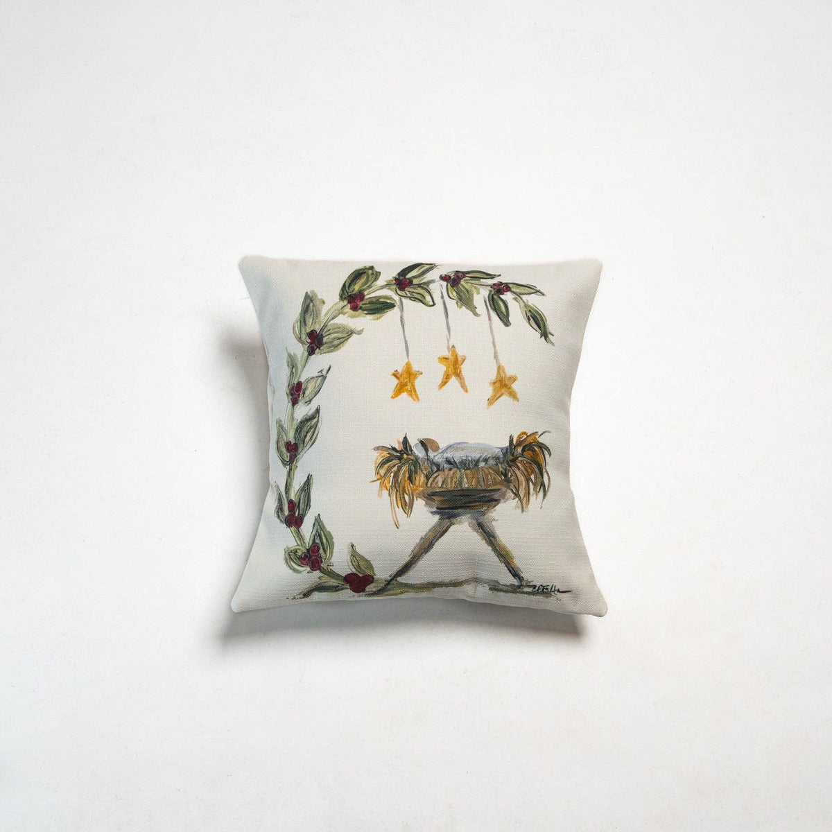 Bridgett's Holly Manger Pillow: 18x18", Pillow