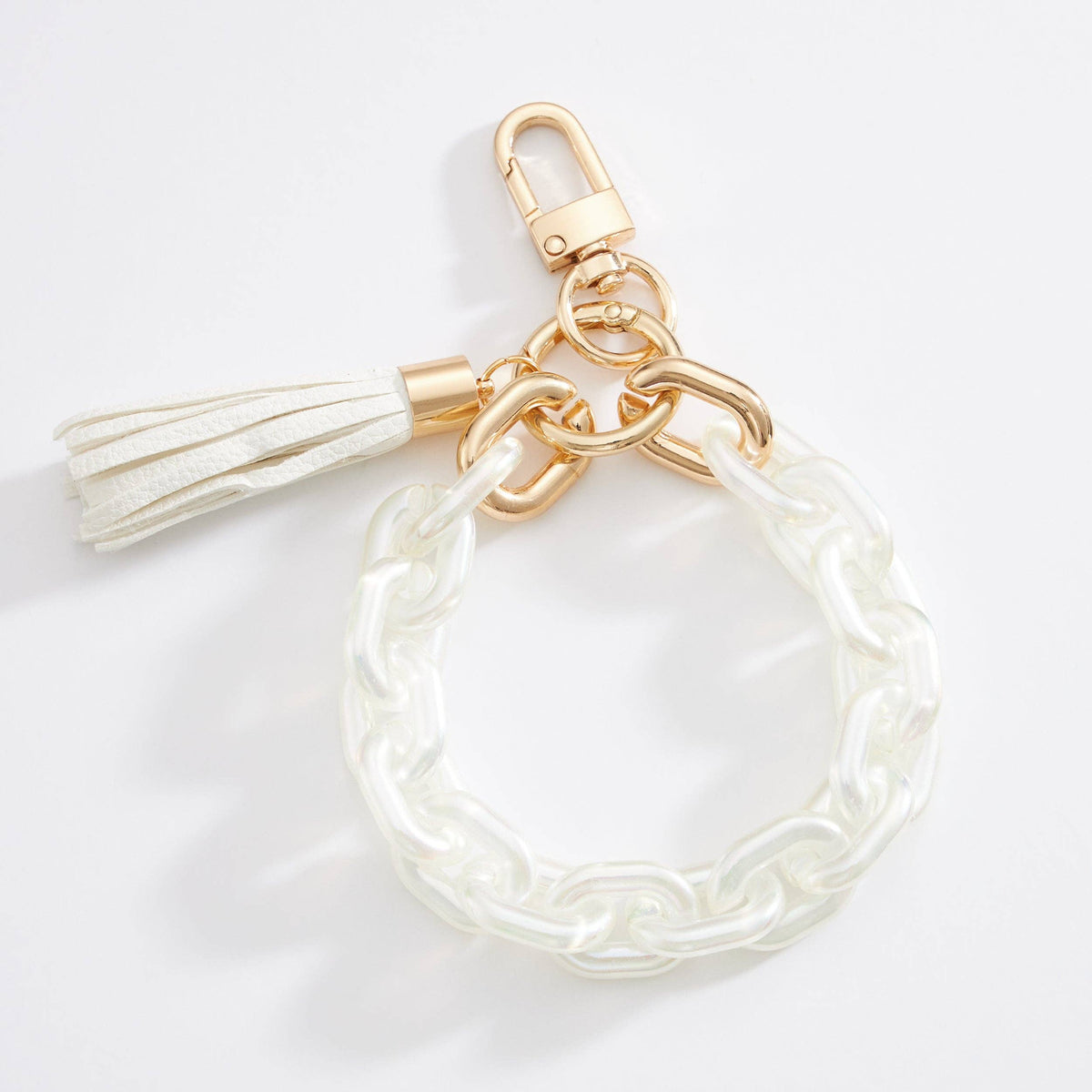 Acrylic Chain Tassel | Keychain: WHT