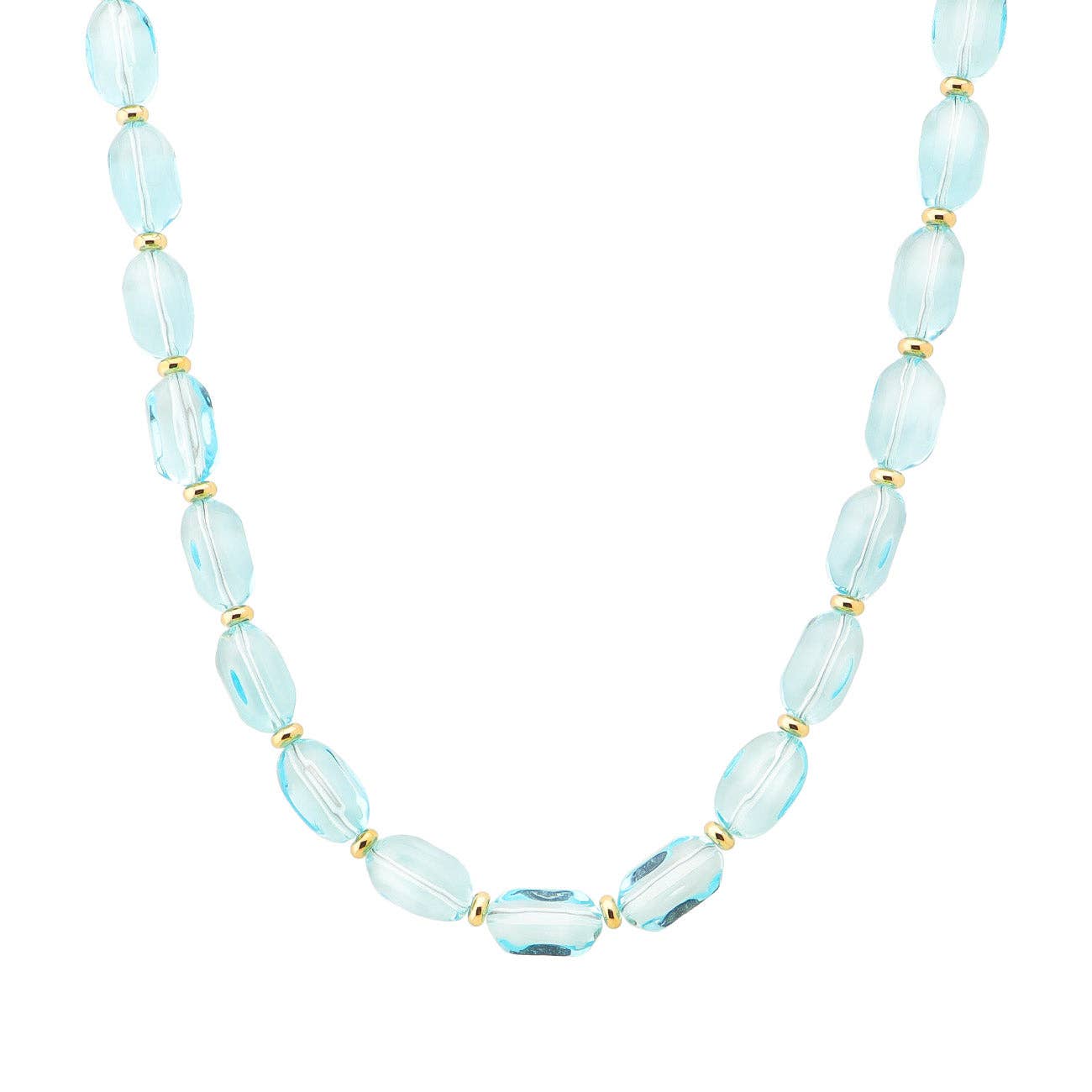 Turquoise Clear Crystal Rectangle Beaded 16"-18" Necklace