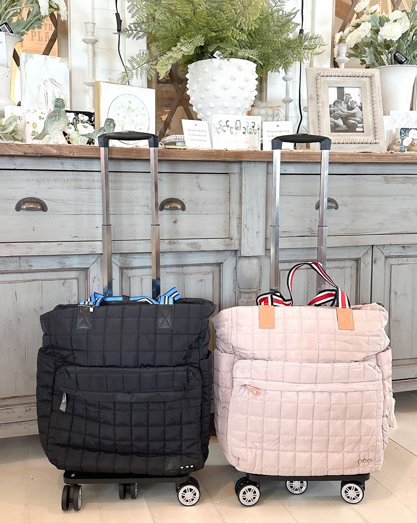 Tenley Quilted Tote Roller Bag: Tan