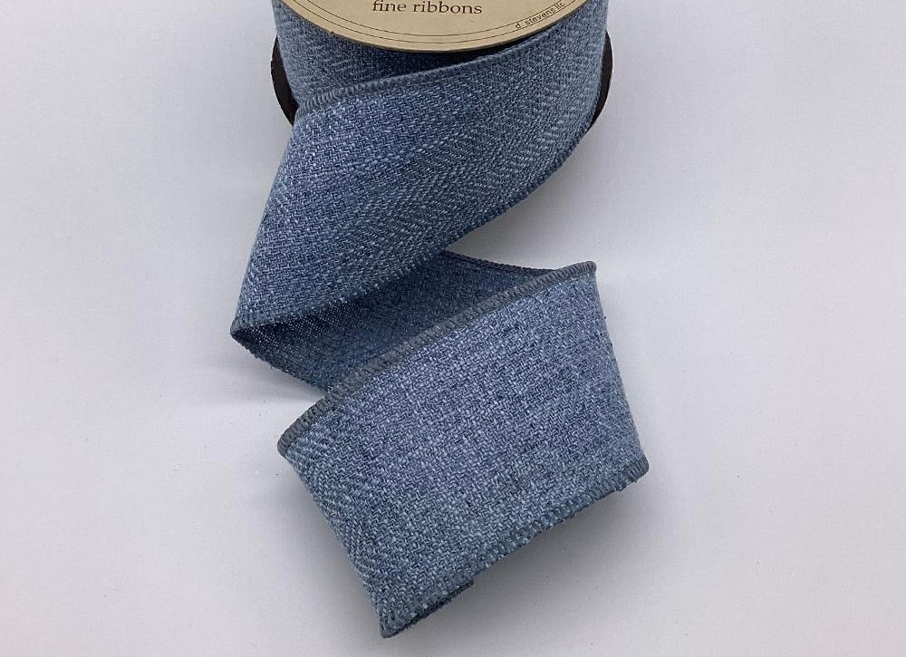 2.5" Faux linen herringbone, cadet blue