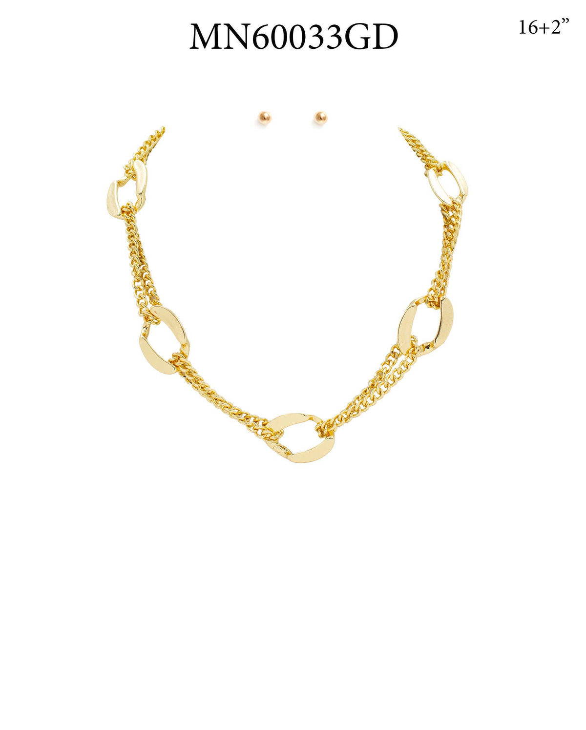 Open Gold Circle with Chain 16"-18" Necklace