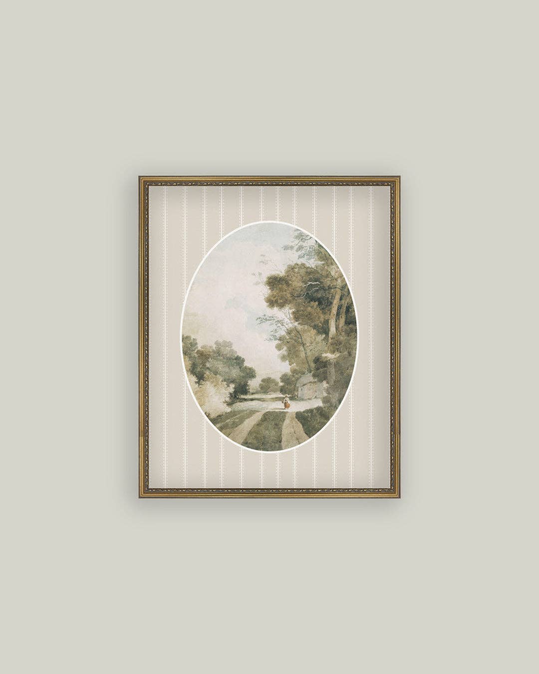 Oval Landscape with Cottages: 8x10