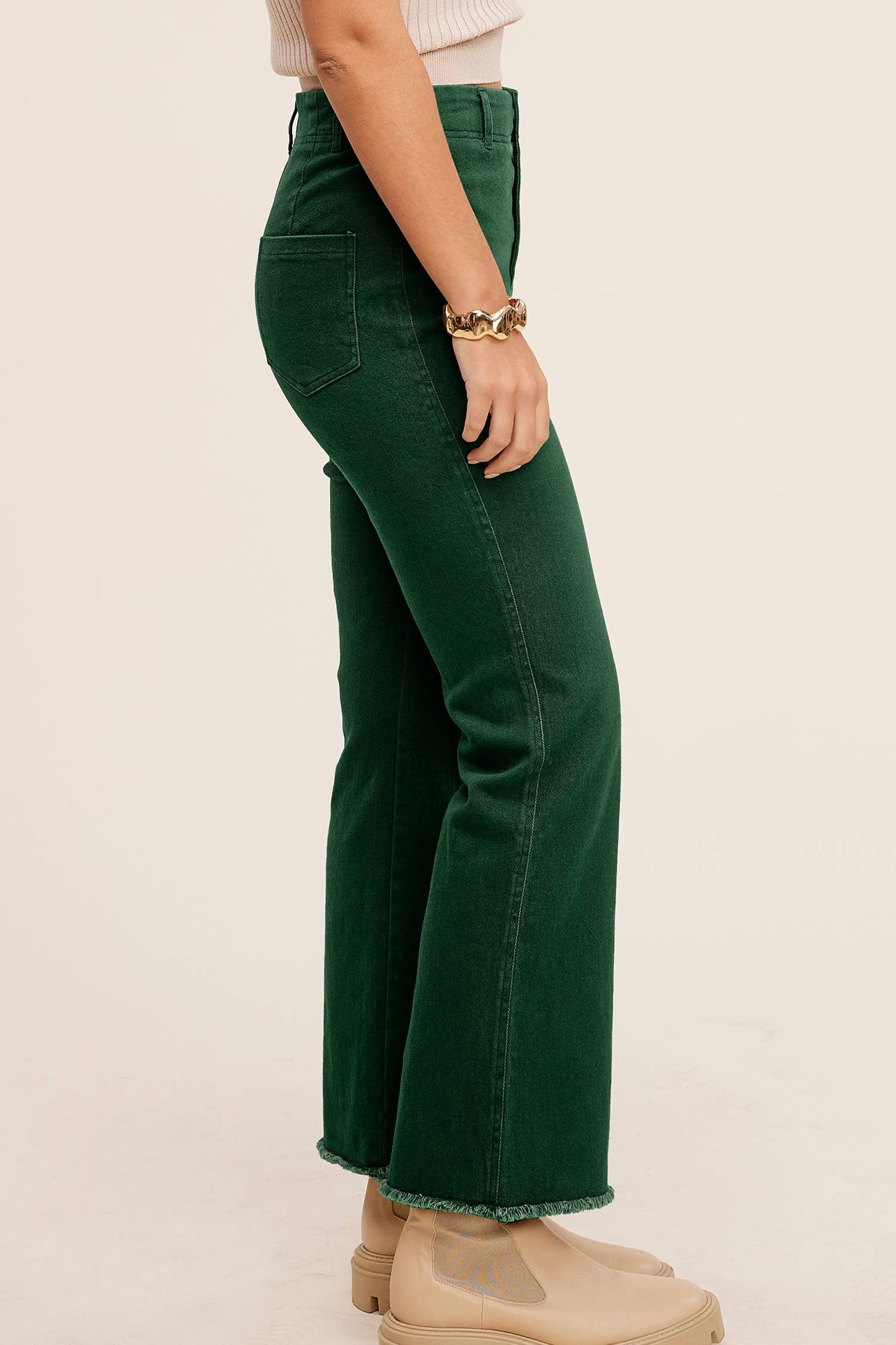Forest Soft Washed Stretchy High Waisted Flare Pants