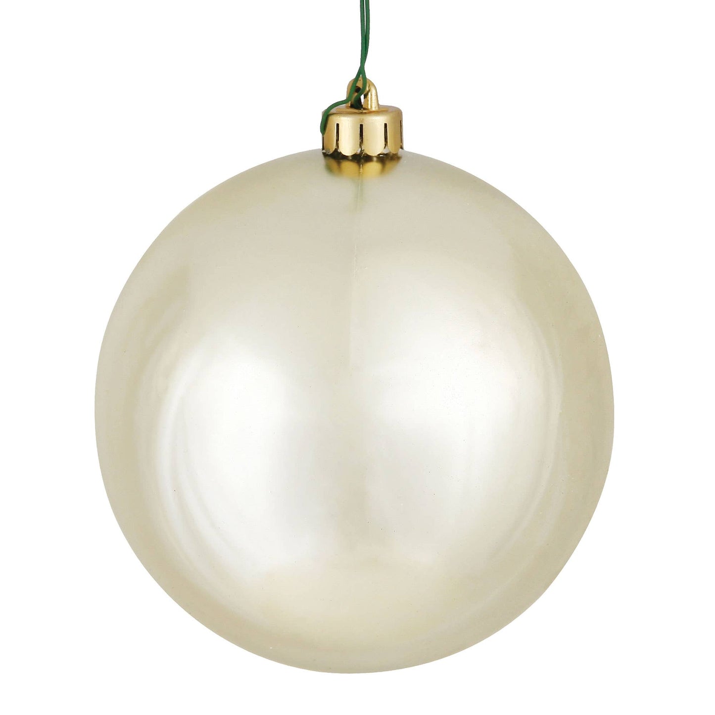 Vickerman 4" Champagne Shiny Ball Ornament, 6 per Bag: Champagne, Plastic, 4"