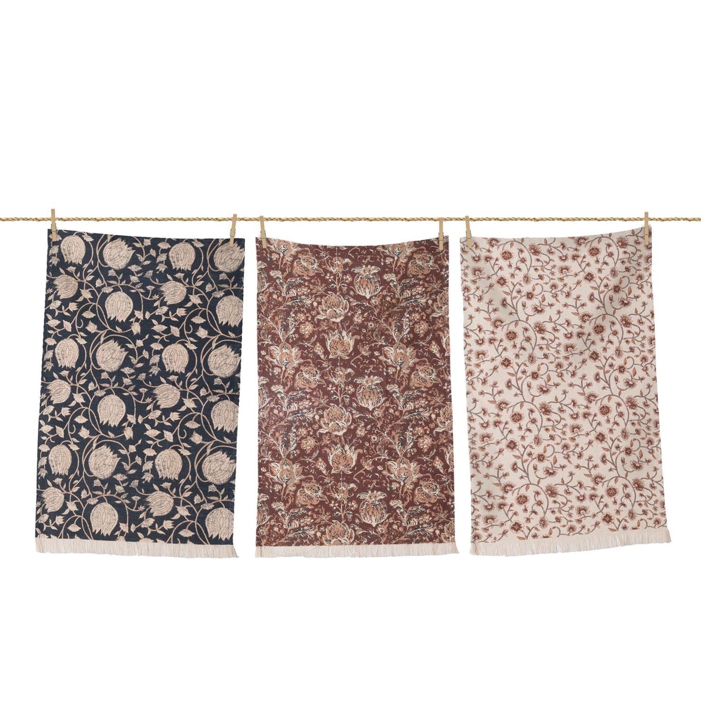 Tea Towel Moody Block Print - Ivory