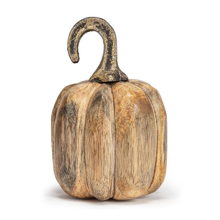 Small Pumpkin with Curl Stem-4"H