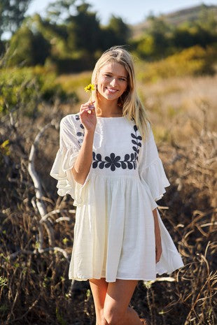 Navy/Ivory Babydoll Mini Dress
