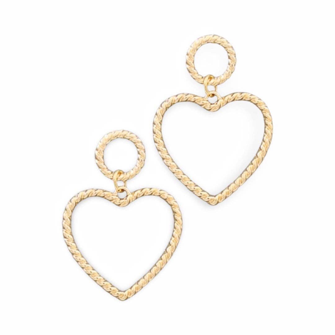 Gold Rope Heart Earrings
