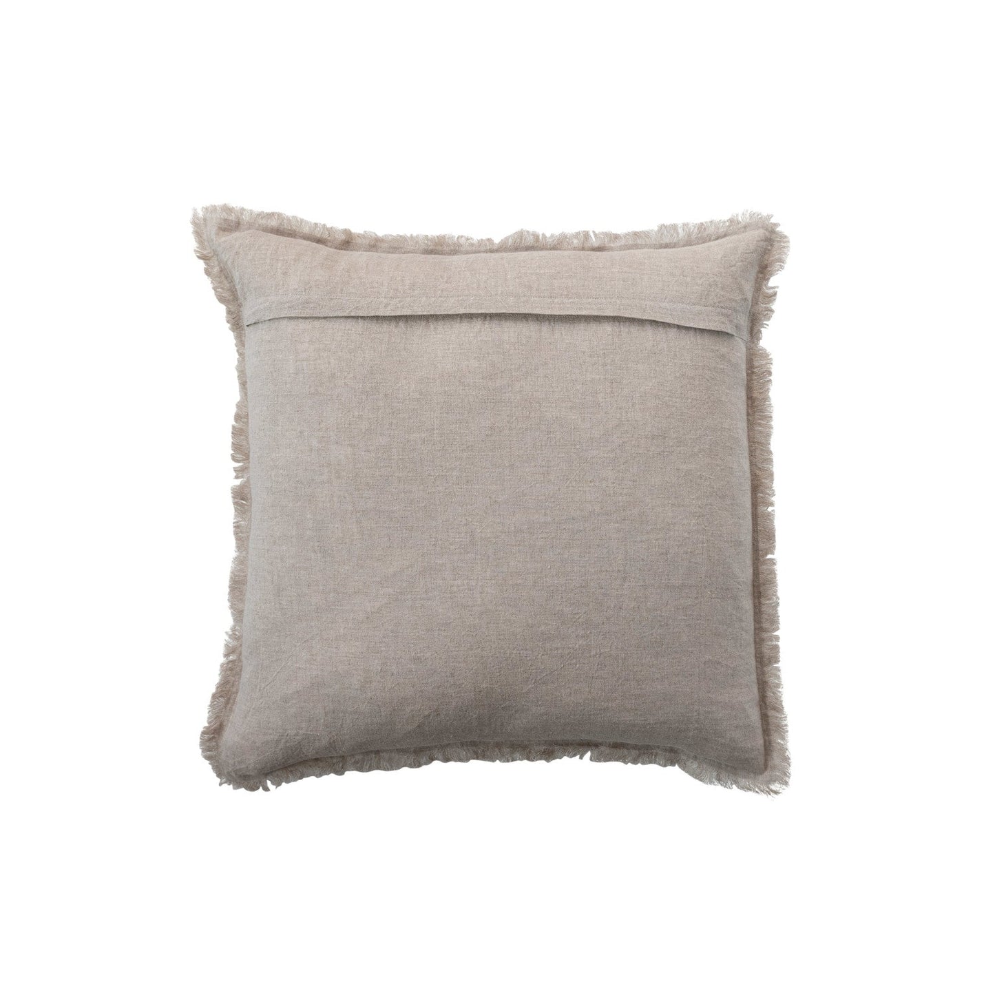 20" Stonewashed Linen Pillow w/ Fringe, Natural